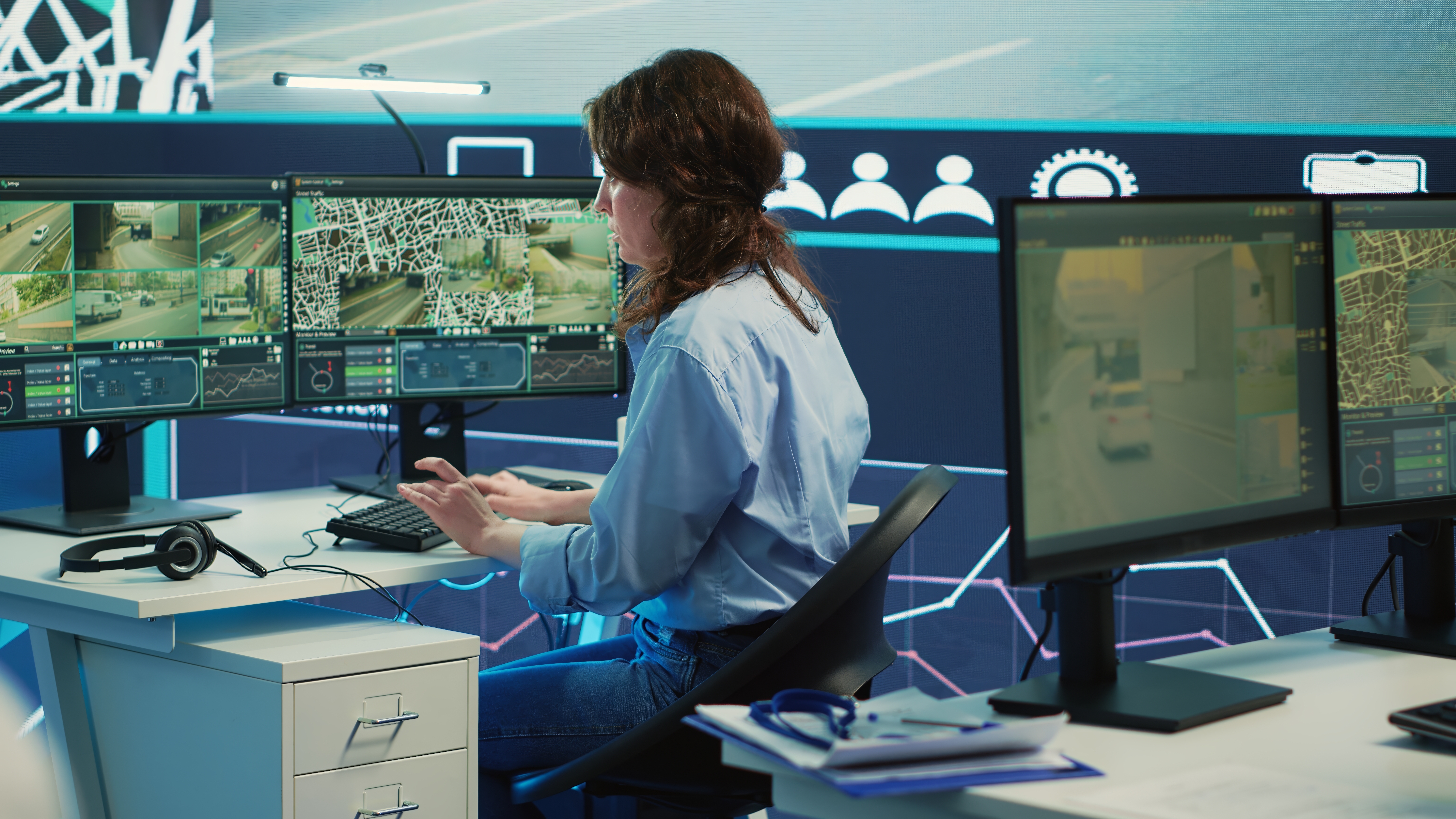 women in front of monitors