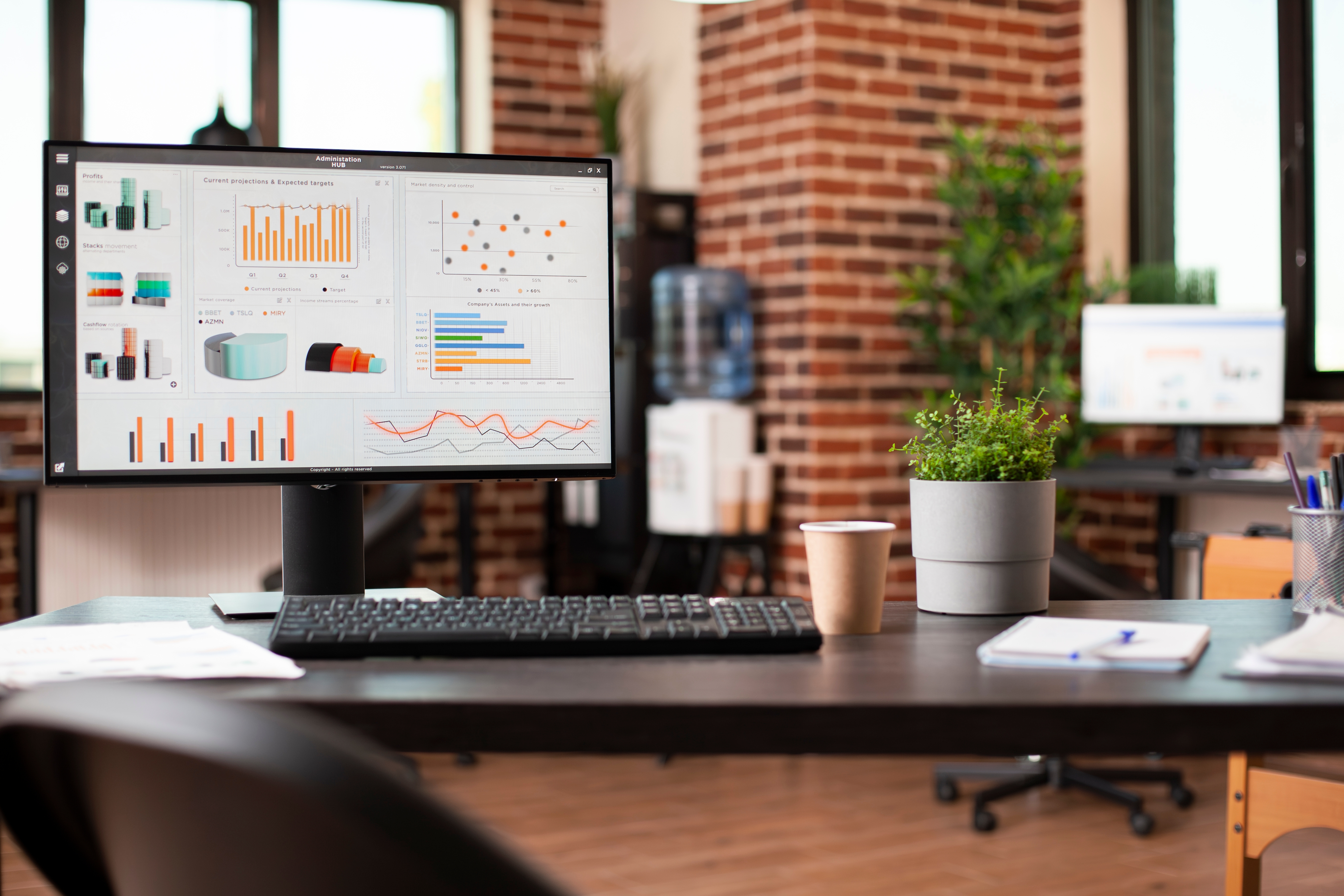 a clean, well-arranged desk with monitor